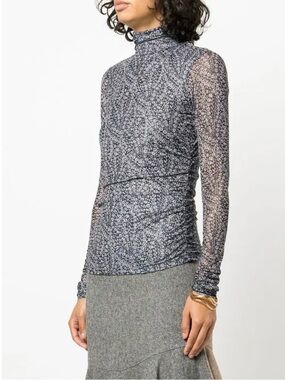 CINQ À SEPT Bramble Mesh Roll-Neck Top Size M‎